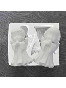 1个3D天使造型硅胶模具，适合手工制作：非常适合制作肥皂或陶土制品 - 灰天使男孩女孩 模具 - 查看 4