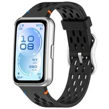 Compatible With Huawei Band 11/11 Pro Perforated Silicone Watch Strap Stitched Sliding Buckle Durable Sweatproof Comfortable Soft Sport Wrist Band - Multicolor - View 10