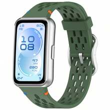 Compatible With Huawei Band 11/11 Pro Perforated Silicone Watch Strap Stitched Sliding Buckle Durable Sweatproof Comfortable Soft Sport Wrist Band - Multicolor - View 8