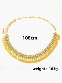 1pc Bohemian Style Coin Tassel Pendant Body Chain Waist Chain Anklet Set, Suitable For Women's Beach Vacation, Party Wear Sexy Jewelry - Waist Chain - View 4