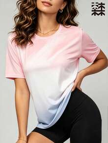 mulinsen Women's Loose Casual Short Sleeve T-Shirt, Basic Round Neck Activewear Suitable For Daily Summer Wear - Pink - View 2