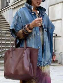 Plus Size Jackets - Medium Wash Blue - View 2