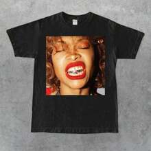 Erykah Badu Unisex Retro 90s Cotton Graphic Print T-Shirt, Crew Neck Unisex T-Shirt 3ZSF TEXS ZOG4 - 白色 - 查看 2