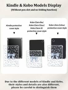 1pc Blue Rose Bowknot Pattern Kindle Transparent Protective Case, Anti-Fall,Full Coverage Clear Case, Silicon Soft Shell, Compatible With Kindle 11th Gen 2022/Kindle Paperwhite 12th Gen 2024/Kindle Colorsoft Signature Edition,Clara Colour/Bw/2E,Back To School | Office & Study Supplies | Great Gifts. - Multicolor - View 10