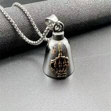 AD 1pc Vintage Punk Motorcycle Bicycle Hanging Charm, Lucky Bell Decor, Titanium Steel Riding Bell Accessory - Titanium Steel LD-skull  Gold - View 4