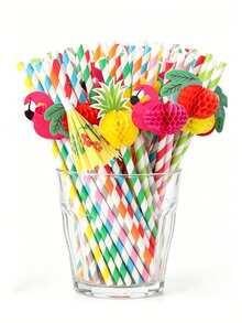 1 pieza/20 piezas/40 piezas Pajitas de papel para cócteles de frutas, Pajitas de papel con tema de frutas y flamencos, Pajitas de papel con patrón de frutas, Agitadores de cócteles de café, Pajitas desechables con sombrilla de frutas 3D, Decoración de playa tropical hawaiana, Fiesta de piscina de verano - paja - Ver 10