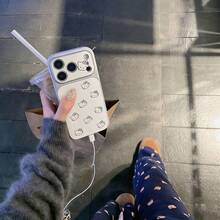 SANRIO 時尚新款可愛卡通線條 Hello Kitty 貓咪相容 iPhone 17 Pro Max 手機殼，16 Pro 新 15 女款 14 網紅 17 Pro Max 極簡 17 皮革全方位保護套 - 白色 - 查看 3