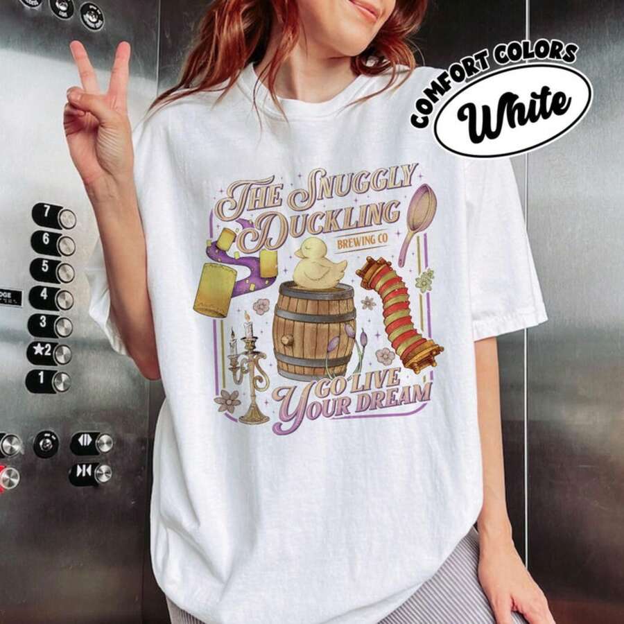 Go Live Your Dream T-Shirt, Snuggly Duckling T-Shirt, WDW T-Shirt, Family Vacation T-Shirt - 白色 - 查看 1