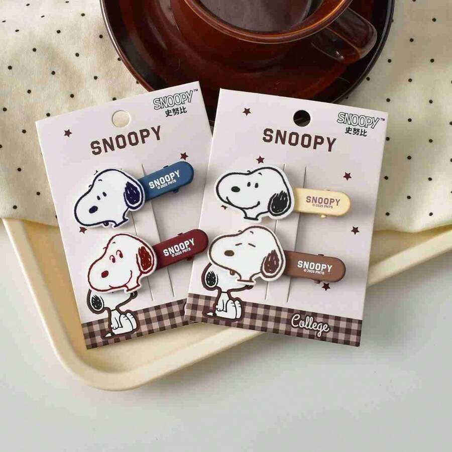 SNOOPY 1套/2件 2026新款卡通髮夾,經典活力百搭款,日常瀏海髮夾,韓系女孩髮飾,熱門小髮飾,送給朋友與家人的禮物(隨機顏色與款式) - 彩色 - 查看 1