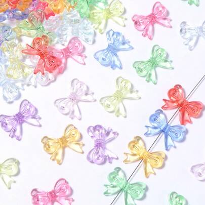 100 hạt nơ acrylic trong suốt 18x14mm, hạt nơ nhỏ óng ánh dùng để làm đồ trang sức DIY, móc khóa điện thoại, vòng tay, trang trí bông tai.