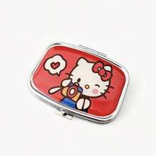 Caja de almacenamiento dividida para tableta con diseño de Kitty de Sanrio, estuche portátil para aretes con espejo incorporado, caja de sellado a prueba de humedad portátil y linda, regalo perfecto para viajes y uso al aire libre, tema de personaje interesante, sellado a prueba de humedad - Multicolor - Ver 9