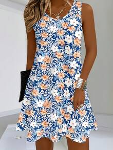 Ropa de Mujer Western Primavera Verano Estampado Floral Digital Casual Vestido Largo Vestido de Leche - Multicolor - Ver 10