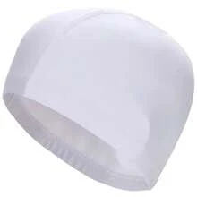 2025 New Waterproof PU Fabric Protects Ears Solid Color Waterproof Adult/Children's Swimming Caps Pool Hat PU Fabric Protects Ears - C102-白色-1個 - 查看 12