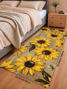 1pc Floral Non-Slip Oil-Proof Kitchen Mat, Simple Rectangular Waterproof Stain-Resistant Rug, Suitable For Living Room, Bedroom, Hallway, Bathroom And Laundry Room, Polyester Carpet For Indoor And Outdoor Home Decor - Multicolor - View 13
