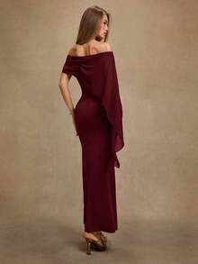 Vestido elegante marrón de hombros descubiertos y ajustado, adecuado para cumpleaños, fiestas, eventos sociales, como vestido de capas para otoño/invierno, Halloween, Navidad, vestido elegante - Óxido marrón - Ver 9