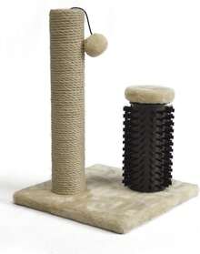 Cat Scratching Post For Indoor Cats 80cm Grey With Dangling Toy Natural Sisal Scratcher - Small With Brush (42 Cm) - View 1