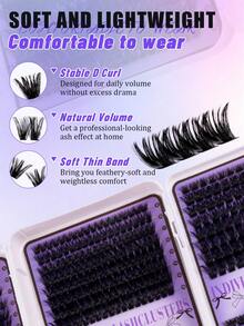 800-Piece D-Curl Voluminous Segmented False Eyelash Kit (Mixed 50D–150D Styles) - High-Capacity Beginner Set With Full Tool Kit For Soft, Natural Eye Looks And Versatile Styling Needs - Black - View 3