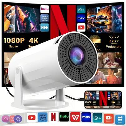 GAWFOLK 2026 4K Mini Portable Outdoor Projector - Smart Movie Projector Upgraded With Android 11.0 OS & Bluetooth 5.0, Powered By A3800 Chip For Smooth Performance. Boasts ≥200 ANSI Lumens High Brightness, Auto Keystone Correction And Manual Focus For Quick, Hassle-Free Setup-Clear Visuals Even In Semi-Bright Environments. Versatile For Dual Scenarios: Home Movie Nights, Binge-Watching, And Outdoor Use (Beach Trips, Park Gatherings, Backyard Parties, Mall Displays). Supports Seamless Wireless Phone Connection (WiFi/AirPlay) Plus Multi-Device Compatibility Via USB Ports-Works With Laptops, Game Consoles, USB Drives. Perfect For Halloween/Christmas Decor And Gifting. Remote Control Included As A Free Gift.