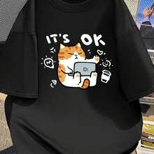Printed T-Shirt For Men And Women - 黑色 - 查看 1
