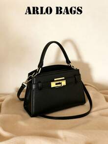 Bolso de mano elegante y de moda con estampado de piedra para primavera/verano, de estilo retro exquisito, combinado con un bolso de hombro tipo pañuelo, compacto y exquisito, de alta calidad, adecuado para citas, comidas, compras y fotografía - Negro - Ver 10