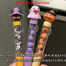 2/3支万圣节旋转串珠笔，趣味南瓜中性笔，可爱高品质设计，万圣节主题旋转中性笔，趣味减压笔，卡通黑猫南瓜幽灵造型，旋转串珠设计，书写流畅，创意趣味文具礼品 - 多款 - 查看 7