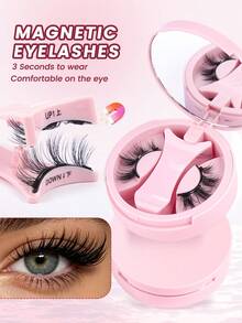MAANGE 1 Set magnetische Fake Wimpern Kit, inklusive Spiegel und Wimpernzange, kein Kleber nötig, Katzenaugen Kunstmink Wimpern mit Pinzette, ideales Reise Beauty Tool, geeignet für europäische und amerikanische Augenformen - Verschiedenfarbig - Übersicht 3