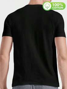 Men's Casual Crew Neck Graphic T-Shirt, Unisex Graphic Tee For Men And Women With Atlas Design - Gift Idea For Him And Her, 100% Cotton - 黑色 - 查看 3