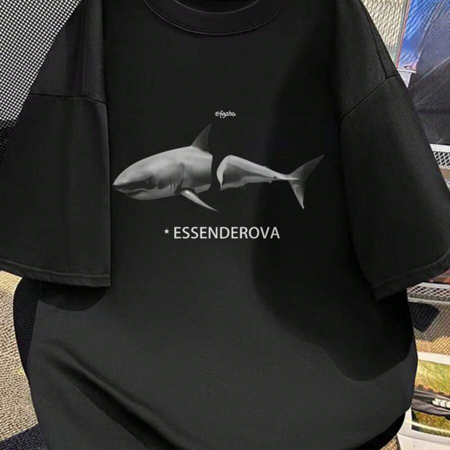 Camiseta impresa para hombres y mujeres - Negro - Ver 1