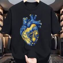 Printed T-Shirt For Men And Women - 黑色 - 查看 1