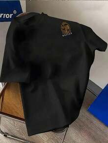 Fashionable Men's T-Shirt, Creatively Designed With The Print "JerusalemArmenian Ceramics", Double-Sided Print, Comfortable, Lightweight Leisure Fabric For Summer, Machine Washable, Suitable For All Seasons, Large Size. - Hitam - View 3