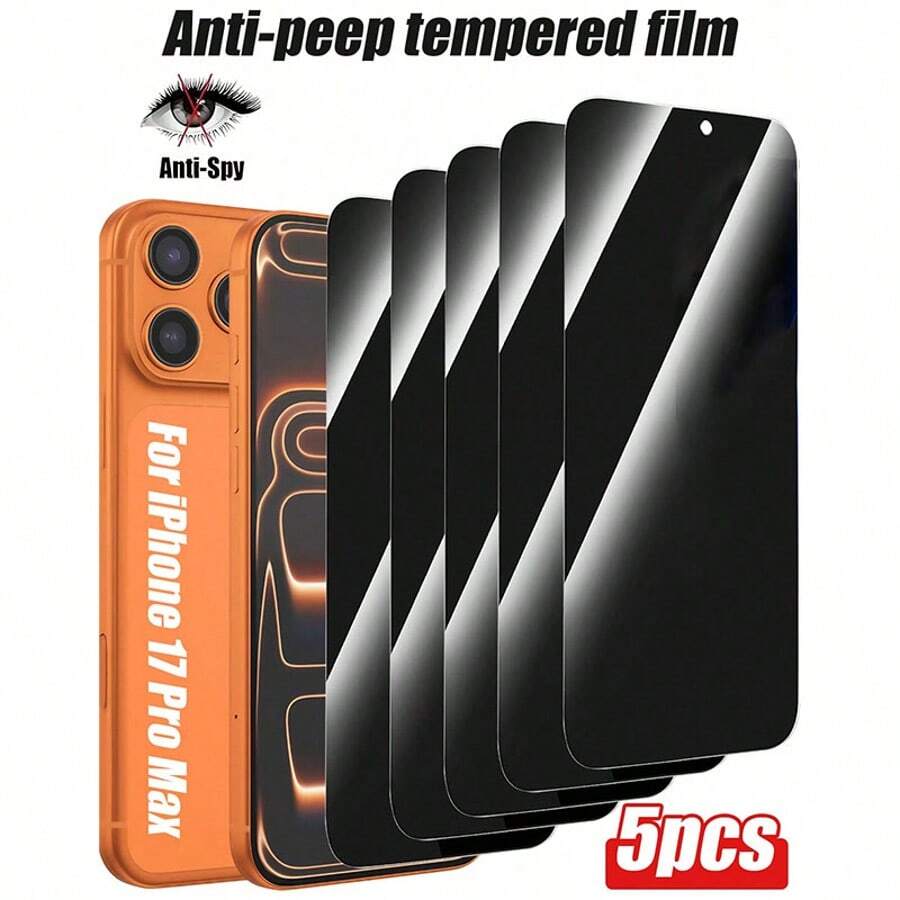 CSDZ 5-Piece Set Compatible With IPhone 17 17pro 17Promax 16Plus 16 16Pro 16Promax 14 15 15Pro 14Plus 13 12mimi 11promax, Mobile Accessories, Anti Peeping Tempered Film, Privacy Protection, Easy To Install, Phone Holder, Waterproof, Scratch Resistant, And Drop Resistant, Compatible With IPhone Privacy Screen Protector, Compatible With IPhone 17 Pro Max Screen Protector, [International Version In