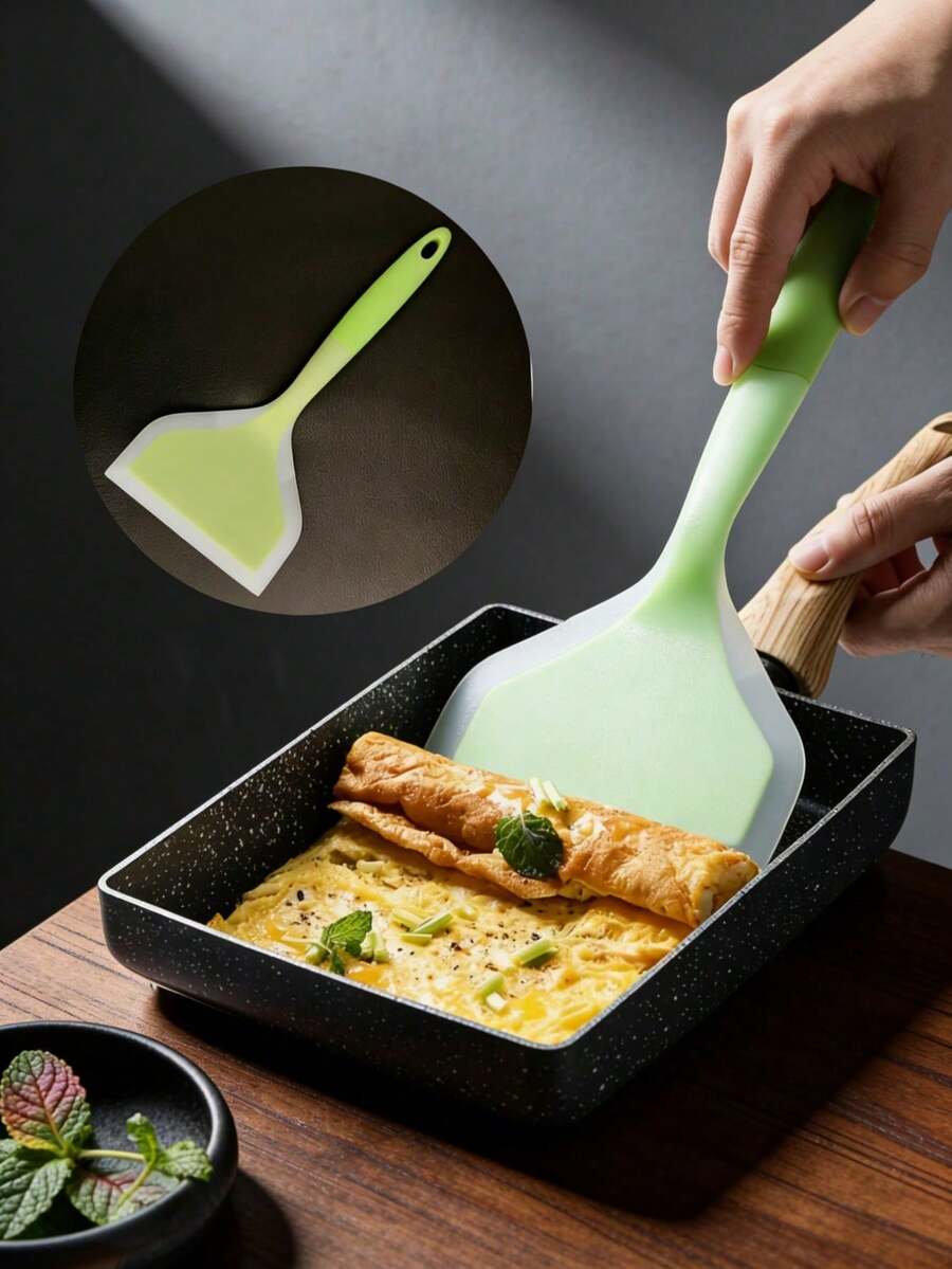 1 buah Spatula Silikon Multifungsi, Tersedia Berbagai Warna - Anti Lengket, Tahan Panas, Cocok untuk Memasak, Mengaduk, dan Menggoreng. Cocok untuk Pancake, Steak, dan Masakan Lainnya. Ini adalah alat dapur yang tahan lama dengan desain pegangan ergonomis dan tampilan yang stylish.