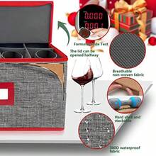 Caja de almacenamiento para copas de vino con divisores caja de almacenamiento para tallos apilable para hasta 12 vasos recipientes de vidrio para día festivo gris y rojo - Gris y rojo - Ver 3