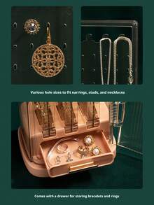 1pc Yellow-Green Luxury Earring Jewelry Set, Large Capacity Dust-Proof Jewelry Storage Box - Multicolor - View 10