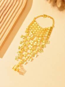 1pc Butterfly Element Tassel Connected Finger Chain, Vintage Dance Performance Party Accessory - One Size - View 6