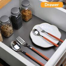 1 Roll Clear Black Shelf Liner, Small Non-Slip Cabinet Liner, Clear Non-Adhesive Drawer Liner, EVA Waterproof Refrigerator Mat, Easy To Cut Cabinet Liner For Shelves, Tables, Cabinets, Kitchens, Storage Racks. (Small 11.8 Inches*59 Inches/30*150cm) - Pure Black - View 6