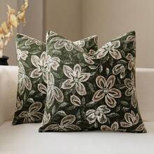 1pc Floral Decorative Throw Pillow Case, Farmhouse Cushion Cover Suitable For Sofa, Living Room, Bedroom Home Decor - Olive Green - View 1
