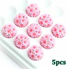 5pcs 16mm Acrylic Flower Ball Beads, 3D Daisy Flower Spacer Beads With Rhinestone For DIY Bracelet Necklace Earring Phone Chain Jewelry Making - Flower Beads - View 12