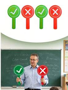1/5/10pcs Classroom Response Handheld Paddle, Double-Sided PVC Correct & Incorrect/Up/Down/GO/STOP/YES/NO Answer Indicator - Educational Teaching Tool For Student Engagement And Feedback (1 Design, Red On One Side, Green On The Other) Back To School - View 1