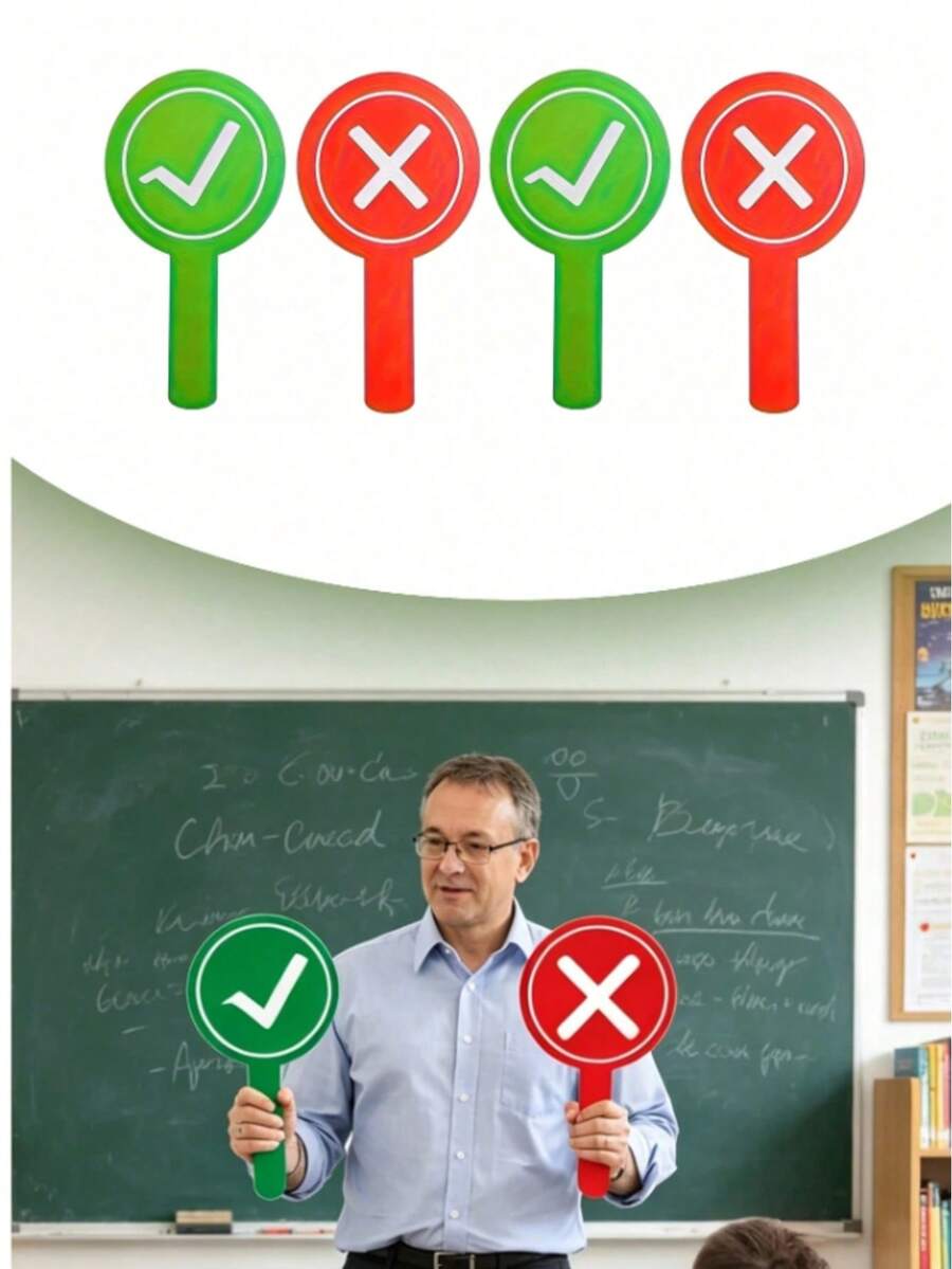 1/5/10pcs Classroom Response Handheld Paddle, Double-Sided PVC Correct & Incorrect/Up/Down/GO/STOP/YES/NO Answer Indicator - Educational Teaching Tool For Student Engagement And Feedback (1 Design, Red On One Side, Green On The Other) Back To School - View 1