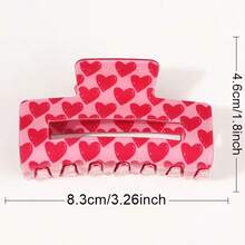 1pc Women's Elegant Pink Heart-Shaped Hair Clip - Non-Slip, Strong Grip, Heart-Shaped Accessory, Hair Claw - Multicolor - View 3