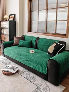 1 buah Sarung Sofa Ultrasonik Warna Polos, Ramah Hewan Peliharaan, Tahan Lama, Cocok untuk Semua Musim, Pelindung Furnitur Dekorasi Liburan, Cocok untuk Sandaran Tangan dan Sandaran Punggung Sofa 1/2/3/4 Dudukan - Hijau - View 7