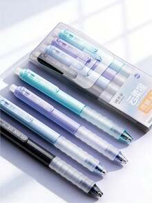 4支 0.5mm 黑色可擦拭圓珠筆，附360°旋轉橡皮擦，舒適握感，適合繪圖、書寫、規劃與開學首日使用 - 彩色 - 查看 9