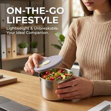 304 Stainless Steel Food Container, Stackable Refrigerator Sealed Fresh-Keeping Box, Fruit And Vegetable Meat Storage Box With Lid, Large Capacity Food Preservation Box, Suitable For Kitchen Food Storage And Organization - Multicolor - View 5