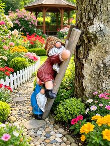 Dwarf Decorative Figurine, Funny Climbing Ladder Design, Made Of Resin Material Suitable For Outdoor Decoration, Perfect For Yard, Lawn And Porch, Also A Great Mother's Day Gift - A - View 6