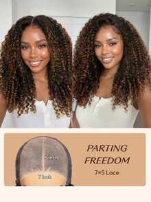 7x5 Inch Invisible Drawstring Hair Extension, Black To Chestnut Gradient, Burmese Curly Hair, Fingertip Curly Ends, 100% Human Hair, Pre-Cut, Pre-Bleached, Pre-Trimmed, Unice Women's Wig - SNATURAL/33 - View 12