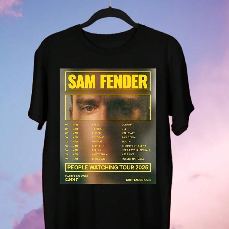 Sam1 Fender 1People Watching Tour T Shirt Full - Black - View 1