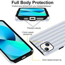 iPhone15 Handyhülle, ,, Sommer-Streifenmuster, geeignet für Frauen und Mädchen, Zwei-in-Eins-Schutzhülle, Silikonhülle, bedrucktes Design, kratzfeste Schutzhülle, weiß und grau. - Weiß 7 - Übersicht 4