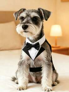 1 Set Pet Costume (With Bow Tie) - Fashionable Suit + Bow Tie Pet Apparel, Suitable For Dogs And Cats, Can Be Given As A Gift, Applicable For Various Occasions, Suitable For All Seasons - Black - View 5