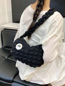 1pc Solid Color Soft Puffy Quilted Underarm Bag, Ruched Cloud Shoulder Bag, Lightweight Nylon Versatile Small Bag, Suitable For Girls/Students/Young People, Ideal For Daily/Outing/Date/Shopping! - Fy-6005 - View 16